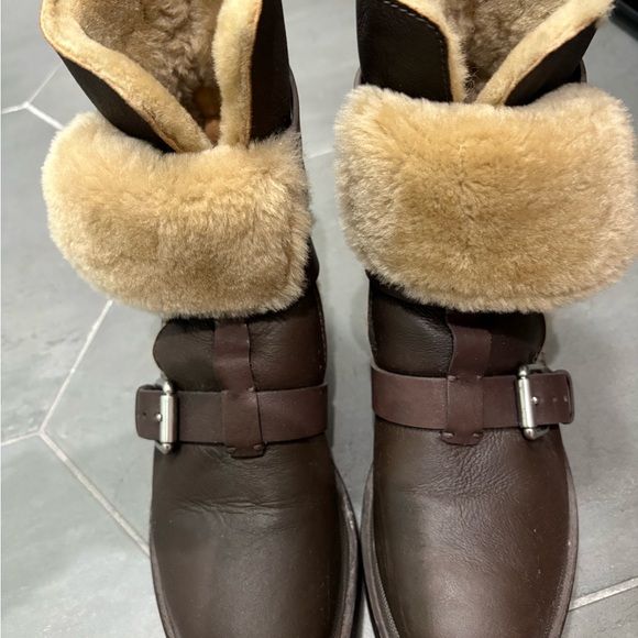 Rag & Bone Dark Brown Leather Moto Boots with Buckles - Picture 5 of 9